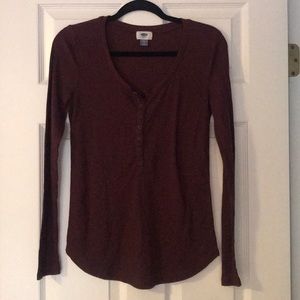 Maroon Ribbed Long Sleeve